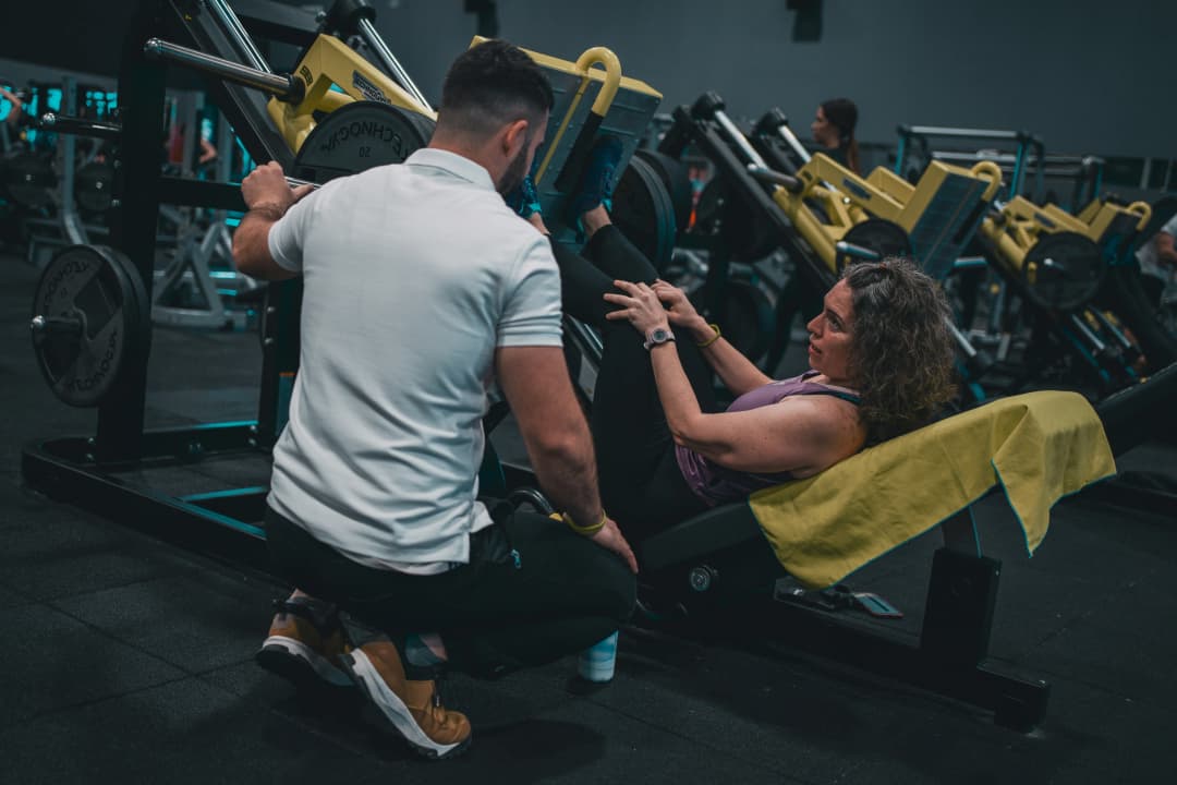 working out in gym